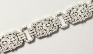 A SUPERB ART DECO DESIGN SILVER AND BRILLIANT SET BRACELET.