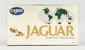 CORGI JAGUAR SET OF THREE BOXED THROUGH THE YEARS XL120, E-TYPE and MK II. RRP: £35.