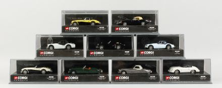 CORGI COLLECTION OF NINE BRITISH CLASSIC CARS. RRP: £10 each.