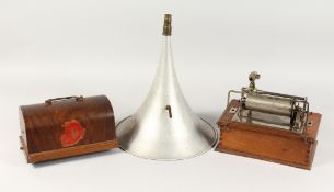 A COQUET PHONOGRAPH with aluminium horn.