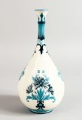 A HADLEY WORCESTER FINE ART NOUVEAU TEAR DROP SHAPED VASE painted in shades of blue, Hadley