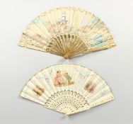 TWO DECORATIVE FANS.