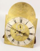 AN 18TH CENTURY BRASS WALL SILVERED DIAL CLOCK MOVEMENT by J. BADDELY, ALBRIGHTON, 12-inch dial,