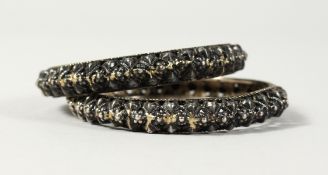 TWO ISLAMIC SILVER METAL BANGLES.