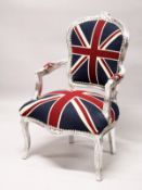 A UNION JACK ARMCHAIR.