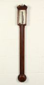 A GEORGE III MAHOGANY STICK BAROMETER by J. PREDARI, MANCHESTER. 23ins long.