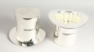 A GOOD PAIR OF TOP HAT WINE COOLERS. 6ins high.