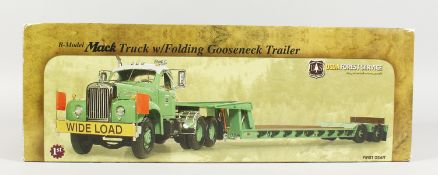 FIRST GEAR 1.25 SCALE MACK TRUCK WITH GOOSENECK TRAILER. RRP: £90.