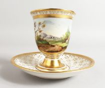 A BERLIN LANDSCAPE CUP AND SAUCER.