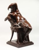 JULES FRANCESCHI (1825-1893) FRENCH A SUPERB LARGE BRONZE OF APHRODITE, nude with a drape, two doves