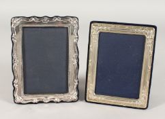 TWO SMALL UPRIGHT PHOTOGRAPH FRAMES. 6ins x 4.5ins and 5.5ins x 4.25ins.
