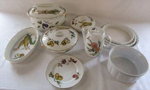 Selection of Royal Worcester 'Evesham' table ware inc large tureen together with assorted white