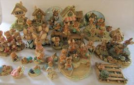Large quantity of Pendelfin figures, stands and plates, additional bases & foliage not pictured