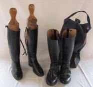 2 pairs of riding boots size 6 inc Regent & a pair of wooden boot trees