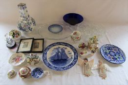 Various glassware and ceramics inc Masons, Wedgwood, Royal Crown Derby and Coalport