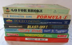 Selection of vintage board games inc Go for broke, Formula 1, Blast Off, Spy ring & Strike it Rich