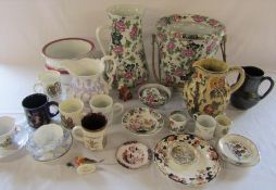 2 boxes of assorted ceramics inc part toilet set, Indian Tree and Crown Staffordshire