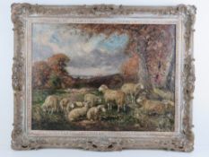 William MacBride ( 1856-1913) Scottish, oil on canvas, sheep resting under trees,