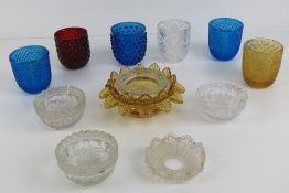 Table top garden fairy lights: five assorted dome topped (dimpled blue, patterned red,