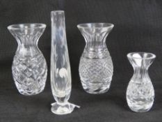 Three Waterford Irish Crystal vases, each signed to base,