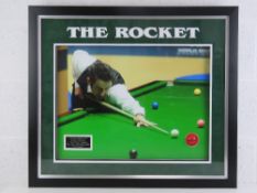 A deep framed full colour photographic picture of Ronnie O'Sullivan entitled 'The Rocket'