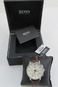A Hugo Boss stainless steel wristwatch in as new condition complete with box and papers,