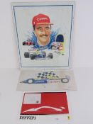 Signed print; Nigel Mansell homage by Graham Turner, signed in pencil lower right, 50 x 40cm.