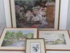 A quantity of four assorted framed prints.