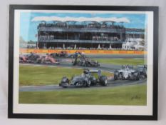 Limited edition giclee print; Lewis Hamilton 2015 British Grand Prix by David Johnson,