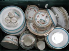 A quantity of 19th century blue and white gilded tea and dinner ware,