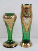 Two 20th Century gilded Venetian glass vases, 18 and 22cm respectively.