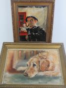 Oil on canvas; study of a seated gentleman with pipe in pub setting, signed J A Morton lower right,