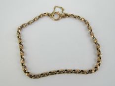 A rose metal bracelet having yellow metal guard chain, no apparent hallmarks, 22cm in length, 5.7g.