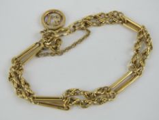 An 18ct gold bracelet having alternating twin rows of rope chain and bar links,