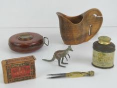 A leather covered Chesterman 50ft tape measure,