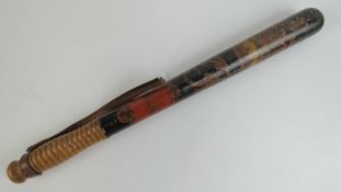 A Victorian truncheon having black ground with painted crown and VR cypher, 'Police' marked upon,