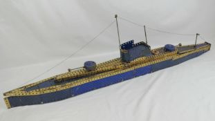 A Meccano British U-Boat c1940s measuring 110cm in length.