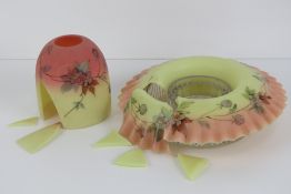 Original Satin Burmese glass table top fairy lights: one with a satin glass dome and clear base