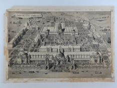 Pen and Ink; a rare artists expression of an aerial view of the Manchester Exhibition (1907?),