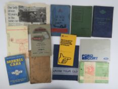 A quantity of original owners handbooks including; 1948 Humber Hawk, MG 1 1/4L, Rover 80 & 100,