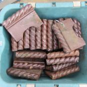 Garden salt glazed edging stones: thirty-two rope twist topped sections, each 9