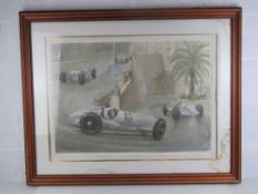 A limited edition lithograph No 27 of 150 by Roy Nockolds depicting Manfred Von Drauchitsh 'in his