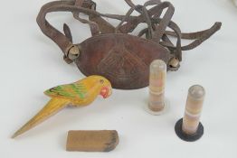 Two vintage Isle of Wight freestanding sand towers, each 9cm high,