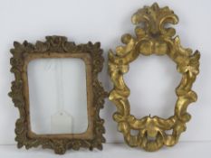 A Florentine Rococo carved wooden gilt miniature frame c1900 having a hexagonal facility verso for