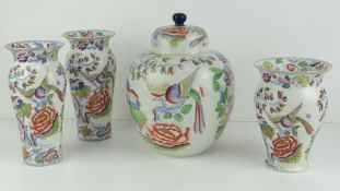 A Masons Ironstone open necked short vase,