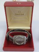 An Omega Constellation wristwatch with original strap, box, guarantee and receipt from 1977.