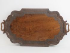 A good decorative oak shaped tray, blind