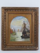 Watercolour; amateur view of sailing shi