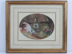 SM after Helen Allingham, oval oil on bo