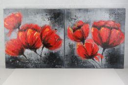 Two contemporary oils on stretched canva
